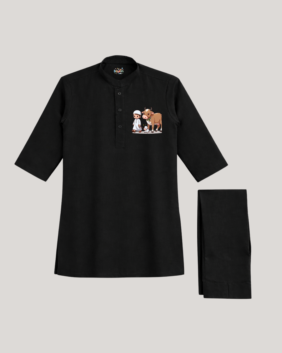 BS - Kurta Shalwar - Boy & Cow - Black