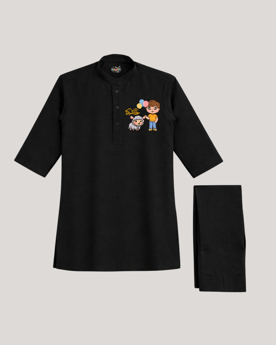BS - Kurta Shalwar - Balloons & Sheep - Black