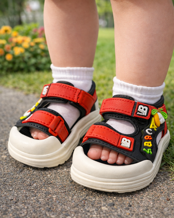 BS - Imported Sandal - Baby Duck - Red & Black (D16)
