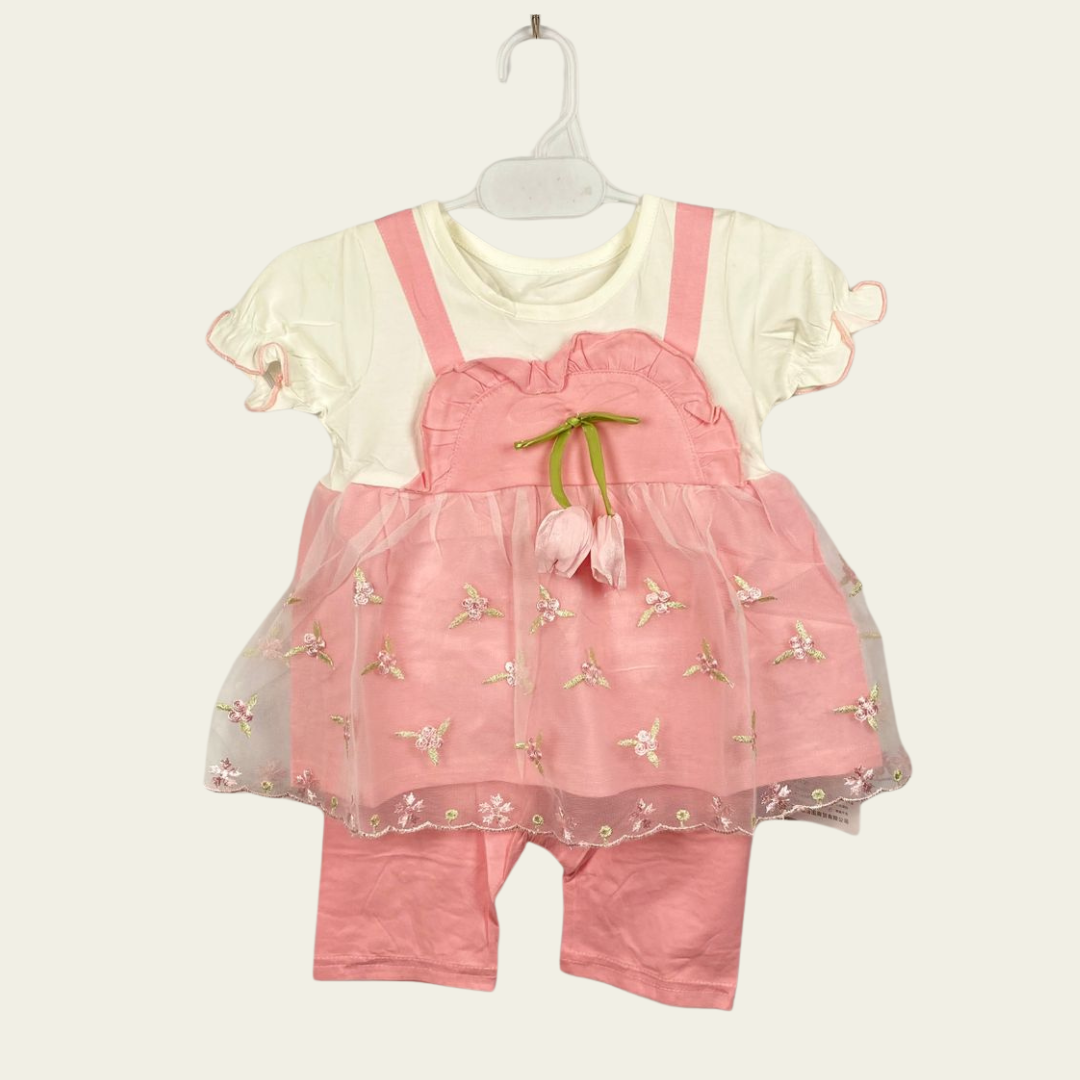 BS Imported - 2 Piece - Pink Roses - Frock