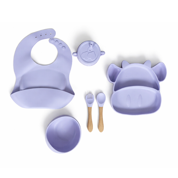 6 Pieces - Cartoon Silicon Feeding Set
