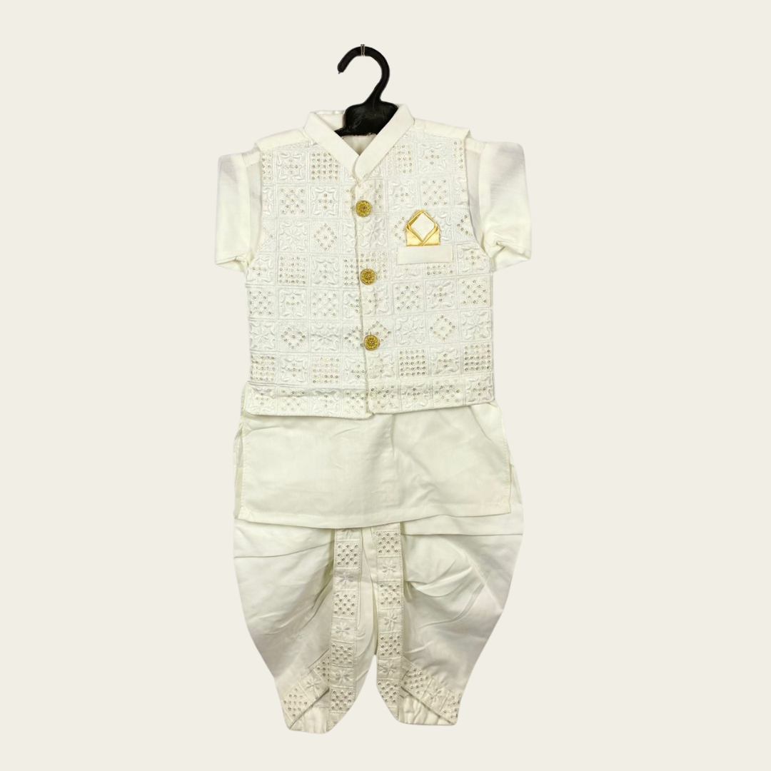 BS - Dhoti Kurta with Waistcoat – 3 Piece Set