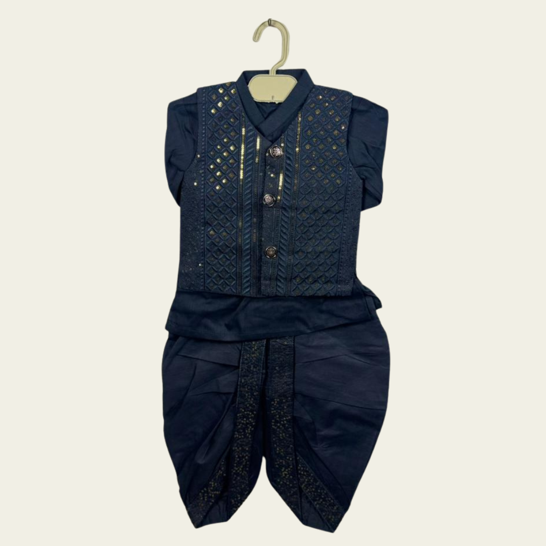 BS - Dhoti Kurta with Waistcoat – 3 Piece Set