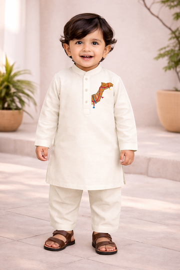 BS - Kurta Shalwar - Camel - White