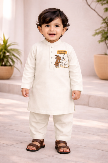 BS - Kurta Shalwar - Goat & Bear - White