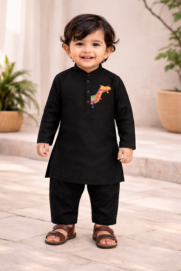 BS - Kurta Shalwar - Camel - Black