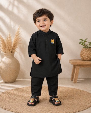 BS - Kurta Shalwar & Sandals - Bear - Black