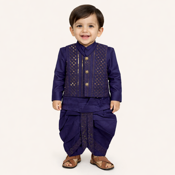 BS - Dhoti Kurta with Waistcoat – 3 Piece Set