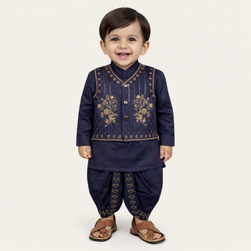BS - Dhoti Kurta with Waistcoat – 3 Piece Set