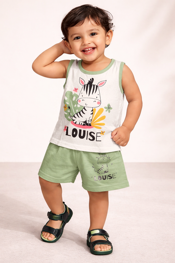Sando & Shorts - White - Zebra