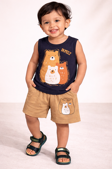 Sando & Shorts - Black & Brown- We Bear Bears