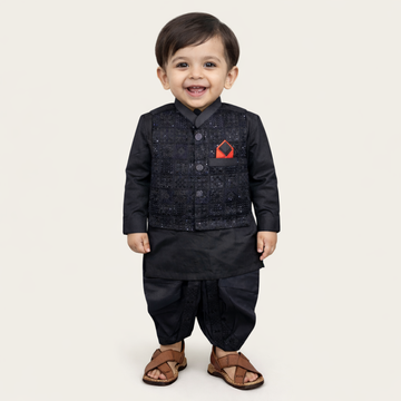 BS - Dhoti Kurta with Waistcoat – 3 Piece Set